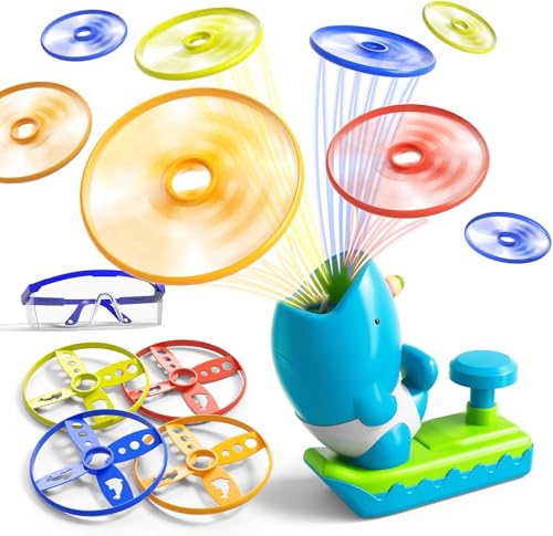 WATUDOU 12 PCS Flying Disc Launcher Outdoor Indoor Game Toys Gifts for 3 4 5 6 7 Year Old Boys Kids, Outdoor Outside Game Toys for Boys Girls Ages 3-5 4-8, Ideal 3 4 5 6 Year Old Birthday Gifts - style: 15 PCS