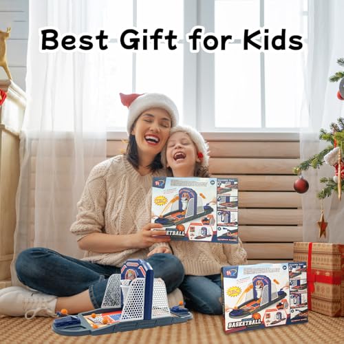 Basketball Shooting Game Toy, Funny Shooting Game, Desktop Table Basketball Games Set, Fast and Frenzied Launching ball - Including 1 Basketball Stand and 10 Balls, Gift for Kids 3 4 5 6 7 8 Year Old - color: Blue