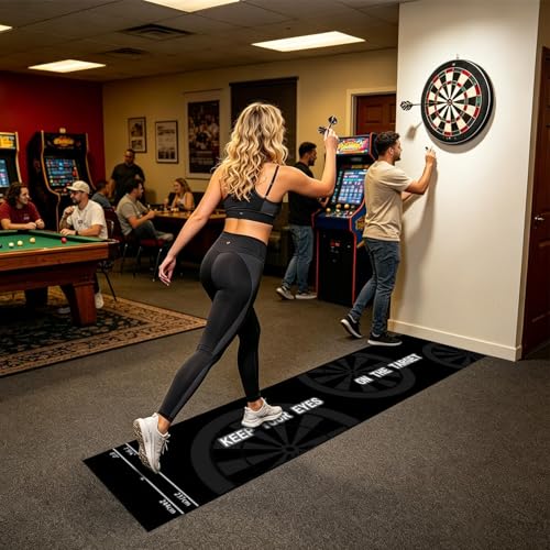 Dart Mat with Throwing Line | 300 x 34 cm with Rubber Throwing Line, Rubber Dart Floor Protector - for Home Office Rest Room Club Game Room - color: Mat 4