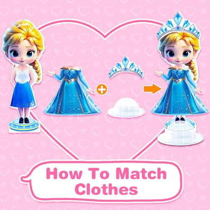 ZHOC Magnetic Dress Up Dolls for Girls, Princess Cute Magnet Dolls Dress Up Kits, Travel Game Car Road Trip Airplane Activity Toys Birthday for Toddler Girls Ages 3 4 5 6 7 8 - color: Blue