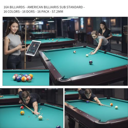 Billiard Balls Set Pool Ball Set 16Pcs Billiard Balls Set US Style Pool Ball Resin 57.2mm Dia for Tournament Practice