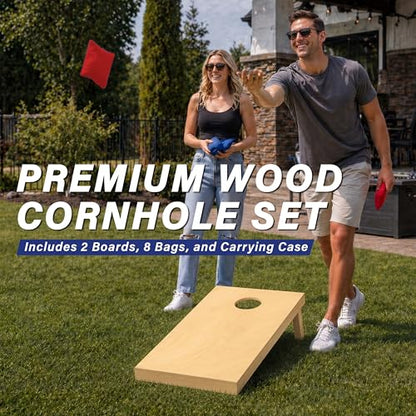 GoSports Solid Wood Premium Cornhole Sets - Choose 4 x 2 ft or 3 x 2 ft - Game Boards Include Set of 8 Cornhole Toss Bags - style: Classic