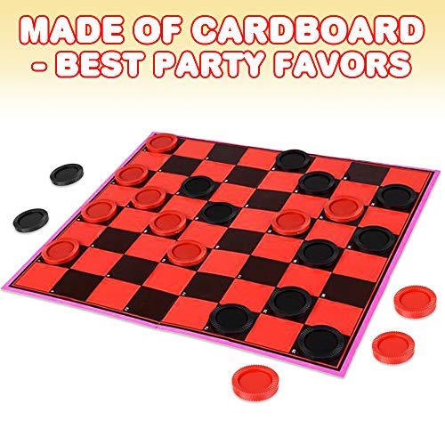 Gamie Checkers Board Game for Kids, Set of 6, Classic Checkers with Red and Black Pieces, Fun Travel Games for Kids and Adults, Cool Birthday Party Favors and Goodie Bag Fillers - size: 11" x 9.75"