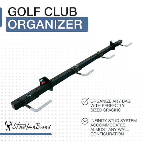 StoreYourBoard BLAT 4 Golf Bag Wall Mount | Home & Garage Storage Hooks | Golf Bag Holder | Heavy-Duty Wall Mount Organizer for Golf Bags & Accessories - style: 4 Bags