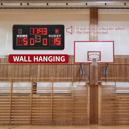 YZ 35“ Large Electronic Scoreboard with Buzzer, Wall-Mounted Professional Digital Scoreboard with Remote, Basketball Scoreboard with Timer, Digital Score Keeper for Basketball