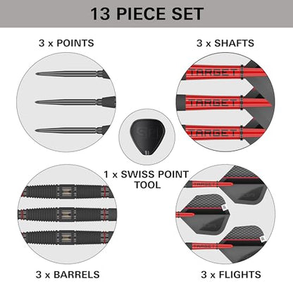 Target Darts Scope Steel Tip Swiss Point Darts, 90% Tungsten Dart Set | Steel Tip Dart, Red & Black Darts, Professional Dart Set with Swiss Points & Tool | Barrel 01/02/03/04 –21G/22G/23G/24G/25G - size: 22G, style: Barrel 04