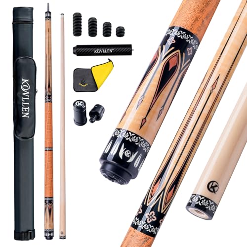 KONLLEN Maple Pool Cue Stick for Adults - Features Low Deflection Shaft, Titanium Alloy 3/8x8 Joint, and 12mm Tip - color: YA1-set