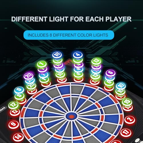 Electronic Dartboard, Dual Speakers with Automatic Voice Announcing Score, High Definition LCD Display, Includes 12 Soft Tip Darts, Suitable for Family Gatherings Bar Entertainment - style: with lamp