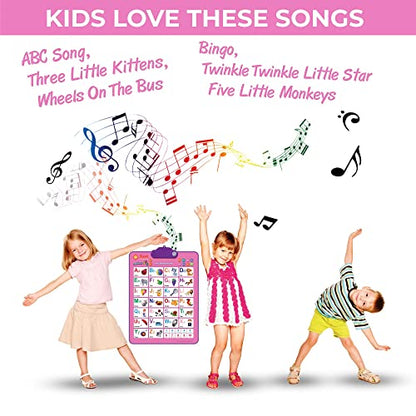 Just Smarty Interactive Alphabet Wall Chart | Talking ABCs & 123s Music Poster with Interactive Light | Toddler Alphabet Learning | Educational Toys for 3 Year Old Girls | Toddler Girl Toys 2 3 4 5 - style: ABCs and 123s - Pink With Light