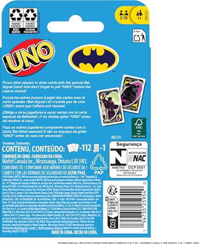Mattel Games UNO Batman Card Game for Kids, Adults & Family with Collectible Deck & Special Rule Inspired by Batman Comics - style: UNO Batman