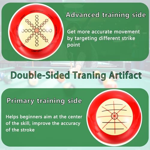 Billiard Training Cue Ball with Dots Practice Cue Ball, 2Pcs Standard Size 2-1/4" Pool Table Balls with Billiard Table Accessories for Beginner