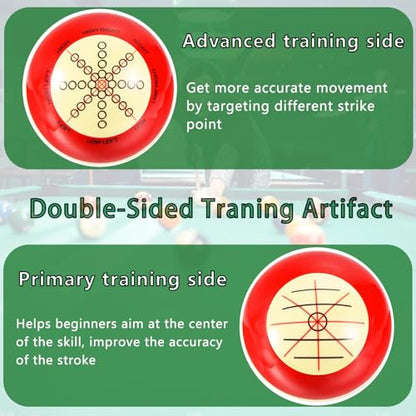 Billiard Training Cue Ball with Dots Practice Cue Ball, 2Pcs Standard Size 2-1/4" Pool Table Balls with Billiard Table Accessories for Beginner