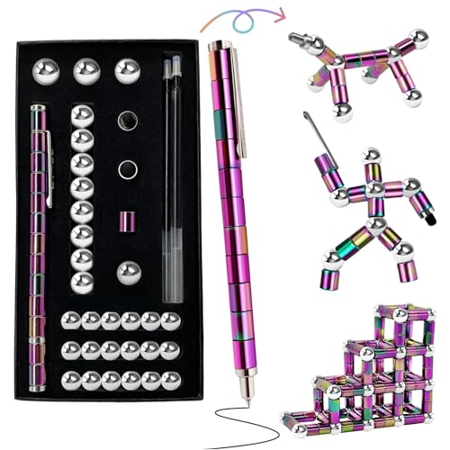 Magnetic Fidget Pen For Teens - Cool Graduation Gift 2026, Stress Relief Desk Toy For School Office, Modular Metal Magnet Pen For Adhd Anxiety, Creative Birthday Present For Dad Mom Men Women Adults - color: Multicolored