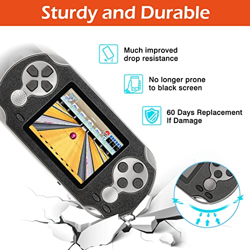 TaddToy 16 Bit Handheld Game for Kids Adults, 3.0'' Large Screen Preloaded 230 HD Classic Retro Video Games with USB Rechargeable Battery & 3 Game Cartridges for Birthday Gift for Kids 4-12 (Black) - color: Black