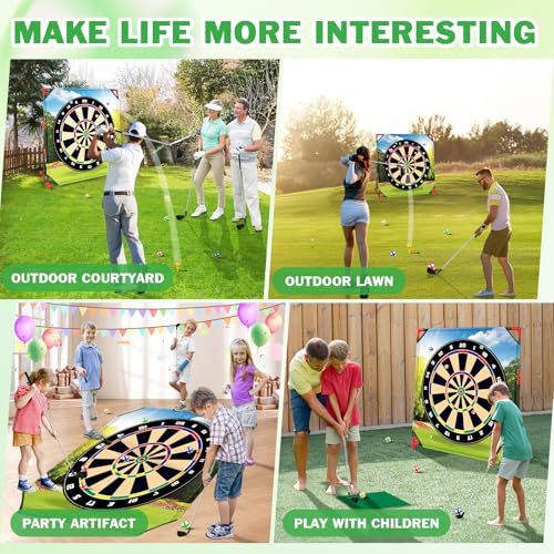 Golf Game Play Set, Golf Chipping Games for Kids with 16 Sticky Golf Balls, 8 Golf Balls, 2 Golf Clubs＆Golf Chipping Target, Indoor Outdoor Lawn Backyard Golf Gifts for Kids