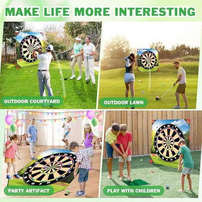 Golf Game Play Set, Golf Chipping Games for Kids with 16 Sticky Golf Balls, 8 Golf Balls, 2 Golf Clubs＆Golf Chipping Target, Indoor Outdoor Lawn Backyard Golf Gifts for Kids