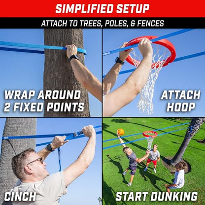 GoSports Slack Hoop Portable Basketball Game for Kids & Teens - Adjustable Height Outdoor Lawn, Beach, & Yard Game - Basketball Without a Court