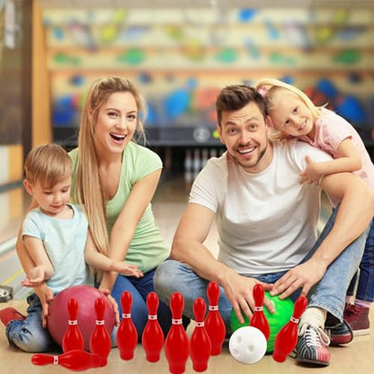 4E's Novelty Valentines Day Bowling Game Set - 10 Red Pins, 2 Balls, Indoor/Outdoor Backyard Carnival Game, Classroom Valentine's Party Games Galentines Activity for Kids Adults
