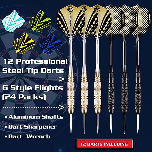 WIN.MAX Dart Board - Bristle Steel Tip Dartboard for Adults Bristle Steel Tip Dart Board Set with 12 Darts Metal - style: Dart Board with Surrond Backboard