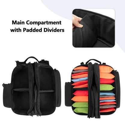 DSLEAF Cornhole Backpack Holds 16-24 Cornhole Bags, Cornhole Patch Bag with Padded Shoulder Straps and Extra Pockets for Tossing Games (Patent Design)