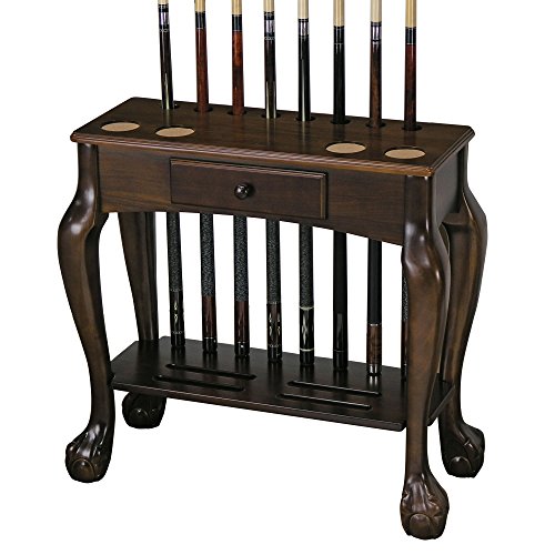 Billiard Cue and Ball rack with Drawer - color: Chestnut