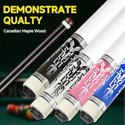 HomeSeason Fiberglass Pool Cue 58" Professional Pool Stick 12.7mm 4-Layer Tip Low Deflection Cue Stick, 3 * 8/8Joint Pin, Ultra-Smooth, Billiard Cue Sticks - color: Blue/21oz