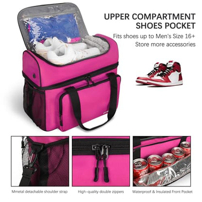 Goloni 2 Balls Bowling Bag with Ball Holder - Fits Bowling Shoes Up to Mens Size 16 and Accessories - color: Pink