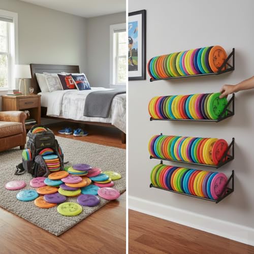 2 Pcs Disc Golf Rack Wall Mount, Disc Golf Storage, Disc Golf Wall Hanger, Disc Golf Shelf for Wall, Disc Rack Storage, Wall-Mounted Disc Golf Organizer for Home, Garage