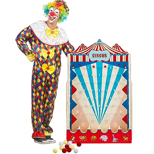 Fulmoon Disk Drop Game with 8 Disks Halloween Carnival Circus Theme Christmas Party Fun Wood Family Board Game for Birthday Party Decorations Supplies Activities(30 x 17.7 Inch) - size: 30 x 17.7 Inch