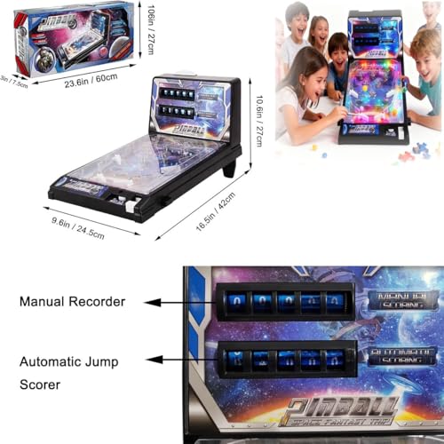 Birthday Party Mini Pinball Machine, Desktop Ball Shooting Toy with Lights, Tabletop Pinball Game for Adults, Home Arcade Pinball Game for Birthdays Friends