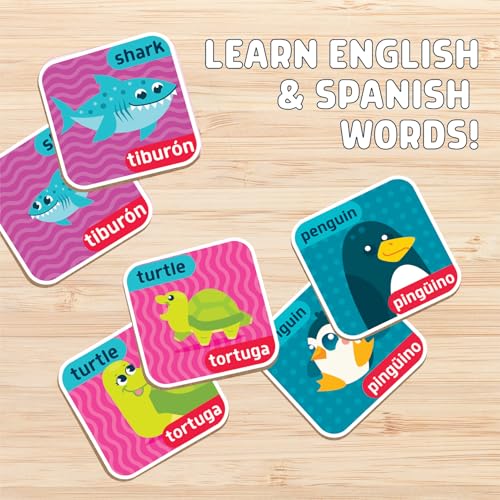 Chuckle & Roar Animals & Babies Memory Game - 52 Tiles, Bilingual, Ages 3+ - Parent & Baby Animal Matching - Preschool Games for Focus - Travel Toys for Toddlers 3-5 - color: Animals and Babies