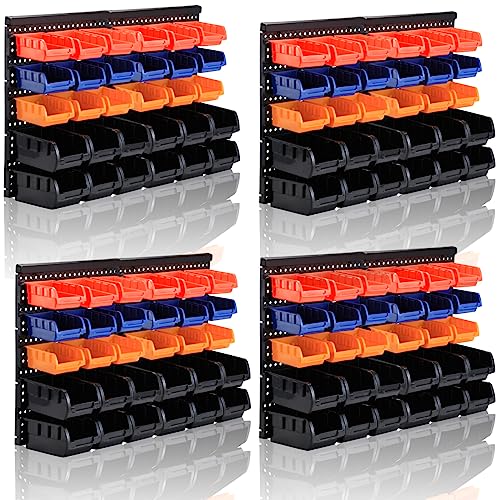 MULSAME Wall Mounted Storage Bins Parts Rack 4 Colors Bin Organizer Garage Plastic Shop Tool, Garage Organizers and Storage (Style-Classic) 50.4"*32.4" - size: 50.4"*32.4", style: Classic