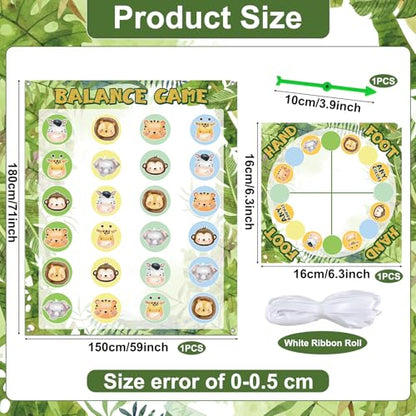 Lonfliness Jungle Animal Pose Balance Floor Game for 2 or More Players,Animal Large Mat Party Game Indoor Outdoor Family Reunion Games for Friends Adult Group Activity Jungle Party Favor Gift