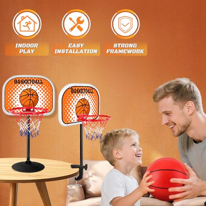 Indoor Basketball Hoop,Mini Tabletop Basketball Hoop Set with Two Balls, Mini Hoops for Desk Table Bed Office Bedroom Basketball Toys for Kids and Adults - style: Clips and Suction Cups