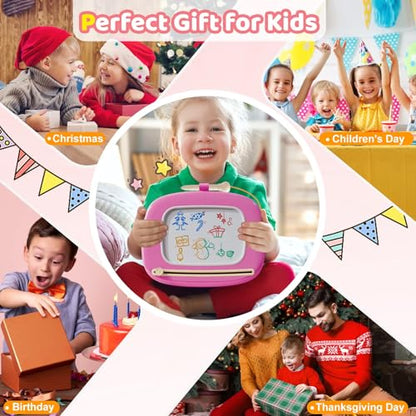 Kikidex Toddler Toys for 1-3 Years, Sturdy Magnetic Doodle Board, Reusable, No Mess, Educational Learning Toys for Kids Birthday (Rose) - color: Rose