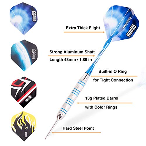 ONE80 Professional Steel Tip Darts Set in 12 Pack with Extra Flights and Shafts - style: Steel Barrel