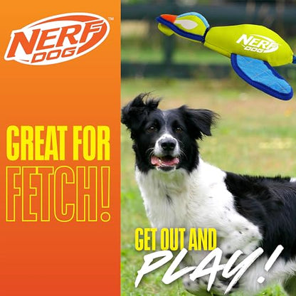 Nerf Dog 16.5in Nylon Ultraplush Crinkle Wing Launching Duck Dog Toy - Green/Light Blue - color: Green / Blue