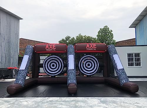 Inflatable Axe Throwing + Inflatable Ball Toss Target Dart Board (24 Axes+16 Toss Ball+ 8 Soccer Balls) for Backyard/Birthday/School/Team/Party Events, Double Darts for 2 Players