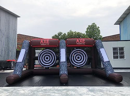 Inflatable Axe Throwing + Inflatable Ball Toss Target Dart Board (24 Axes+16 Toss Ball+ 8 Soccer Balls) for Backyard/Birthday/School/Team/Party Events, Double Darts for 2 Players
