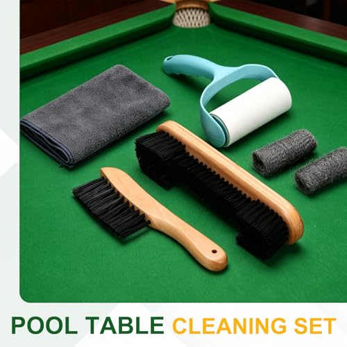 PATIKIL Pool Table Cleaning Brush, Billiard Felt Cleaner Accessory Wooden Pool Brush, Cleaning Cloth, Sticky Lint Roller - color: Brown