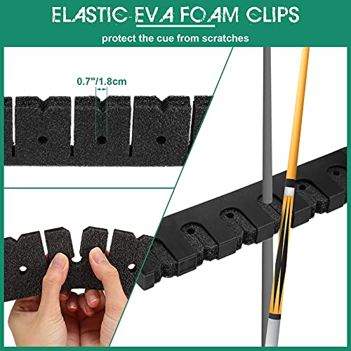 Skylety 2 Pieces Pool Stick Holder Pool Cue Rack for 6 Cue Wall Mounted Table Stick, Balls Billiard Table Accessories for Game Room Bars Clubs Billiard Players