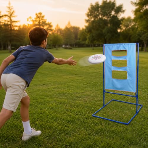 Outdoor Games for Adults Backyard Camping, Toss Game Set, Blue Red, for Family Beach Tailgate - style: 6 soft frisbees (6.4CM) + targ
