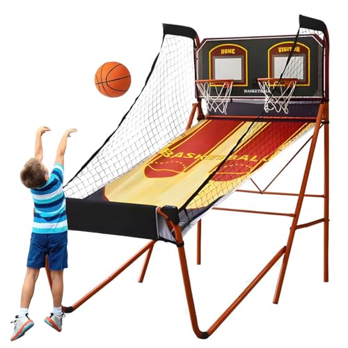 Dual Shot Sport Basketball Arcade Game for Home with 5 Balls, Basketball Hoop Indoor Electronic Double Shooting Machine with Scoring