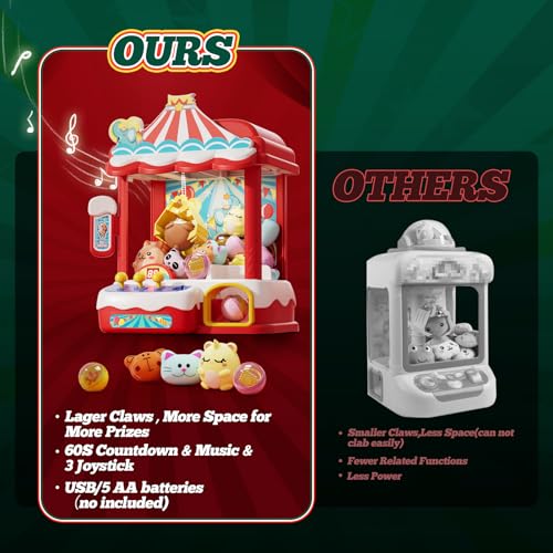 Skirfy Claws Machines for Kids & Adults with 30 Mini Prizes & Adjustable Sounds, Dispenser Toys Vending Machines - Perfect Christmas & Birthday Big Experience Gifts for Kids, Ages 6+