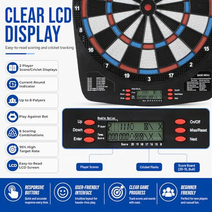 FunVisionElectronic Dart Board Set - Electric Dart Board with Scoreboard, Digital Dart Boards for Adults with 6 Darts& 24 Tips