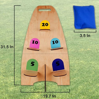 Vertical Cornhole Board Set with 8pcs Bean Bags, Wood Foldable Cornhole Games for Kids Adults Teens, Outside Toys for Kids 8-12, Carnival & Yard Games