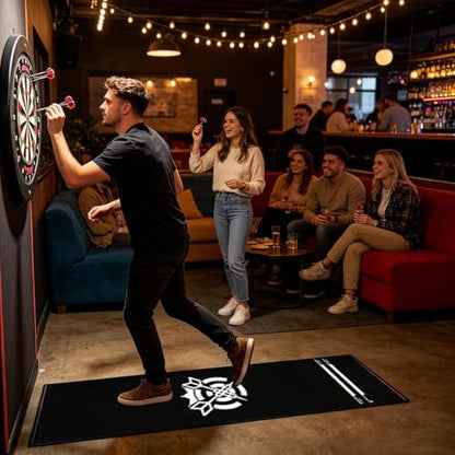 Dart Board Mat for Floor, 34x300cm Anti-Slip Crystal Velvet with Throw Line, Protective Dart Rug, Darts Distance Mat, for Leisure Area Game Room Recreation Center Office Break Room - color: Black and white