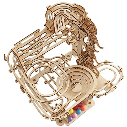 Wooden Marble Run 3D Puzzle - Wood Crafts Mechanical Marble Run Assembly Building Model Kits - Wooden Puzzle DIY Brain Teaser Puzzles - Christmas Birthday Gifts for Adults & Teens - style: Wooden Marble Run
