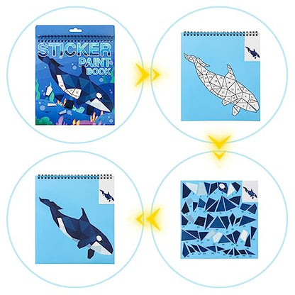 AEAHALY 4 Pack Paint by Sticker Kids Crafts for Kids Ages 4-8 Sticker by Number Books Boys and Girls Birthday Gifts Party Favor, Travel Toys for Toddlers Learning (Animal+Ocean+Insect+Horse) - style: Style2-4PCS