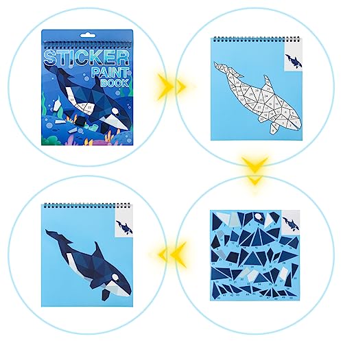 Ocean Paint by Sticker Crafts for Kids Ages 4-8 Sticker by Number Book for Boys and Girls Birthday Gifts Party Favor, Travel Toys for Toddlers for Learning - style: Ocean